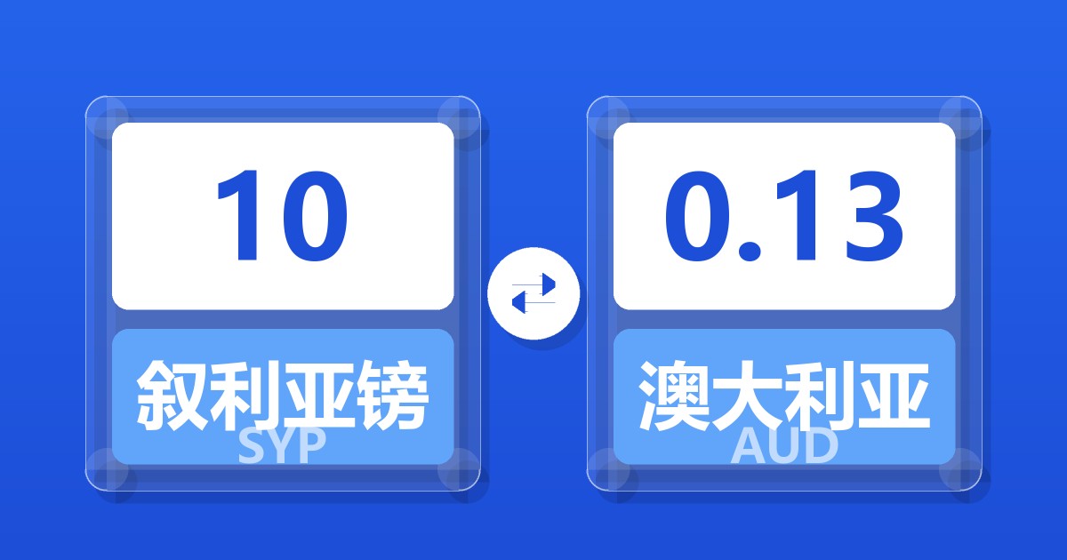 10叙利亚镑兑澳大利亚元
