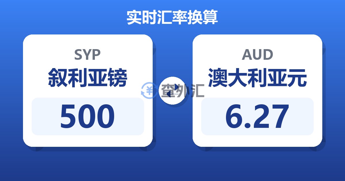 500叙利亚镑兑澳大利亚元