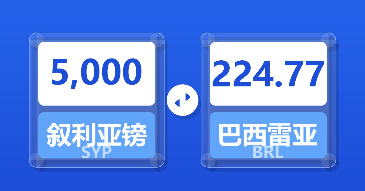 5,000叙利亚镑兑巴西雷亚尔