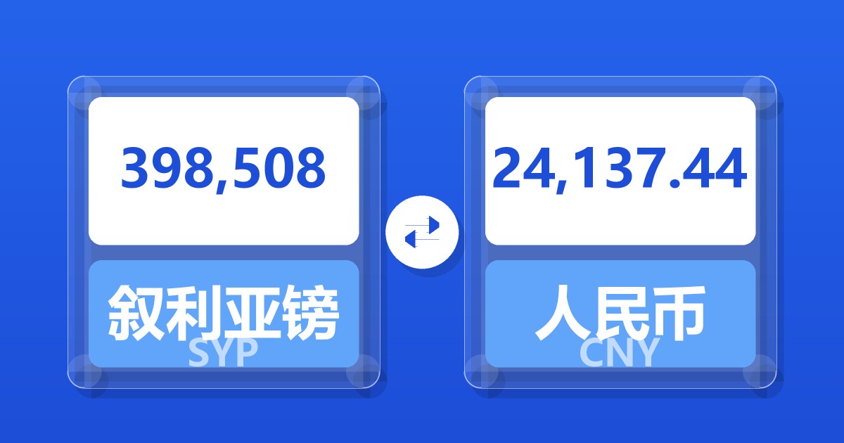 398,508叙利亚镑兑人民币