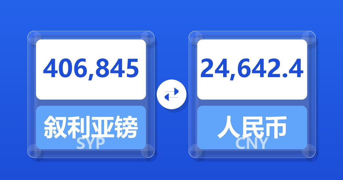 406,845叙利亚镑兑人民币