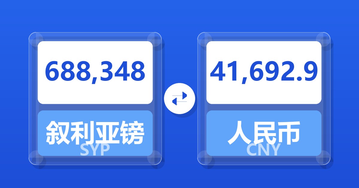 688,348叙利亚镑兑人民币