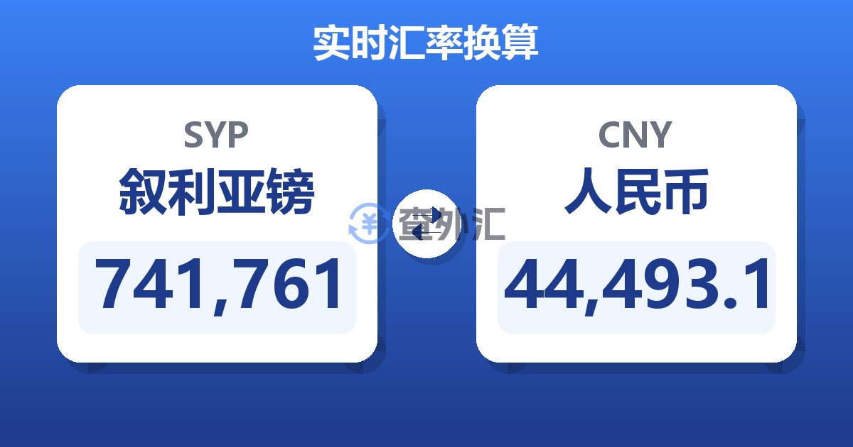 741,761叙利亚镑兑人民币