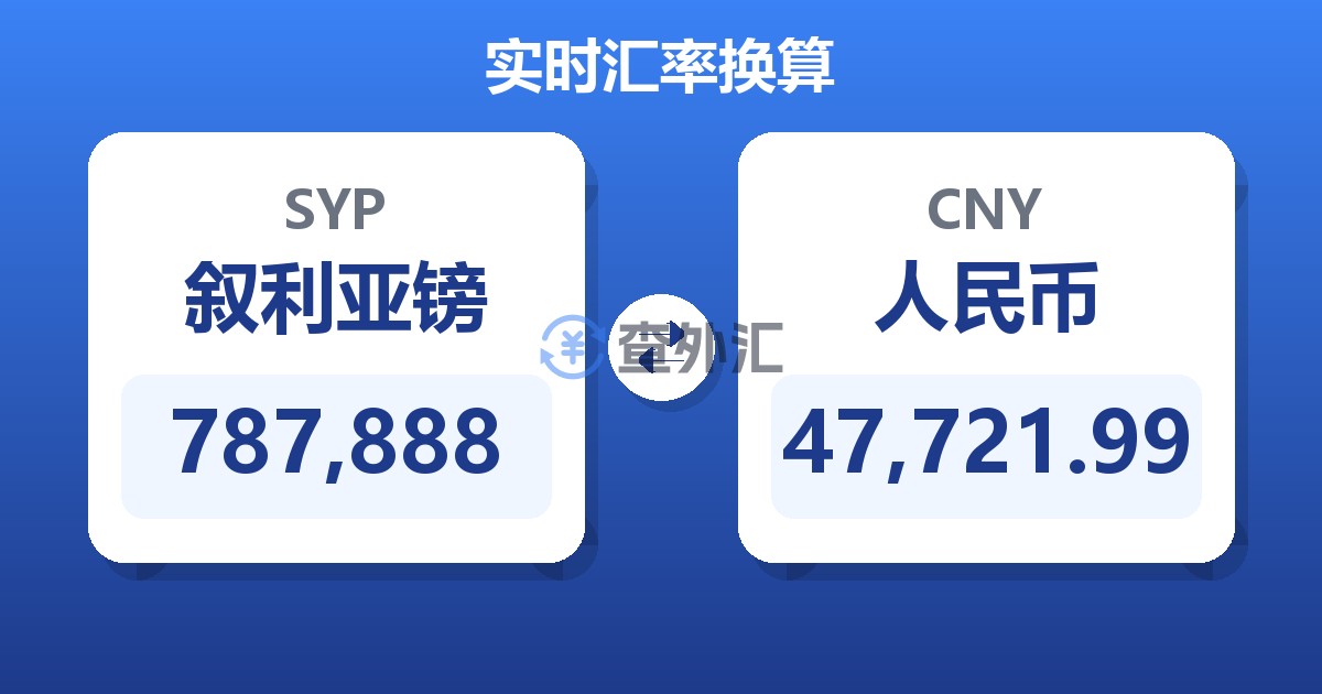 787,888叙利亚镑兑人民币