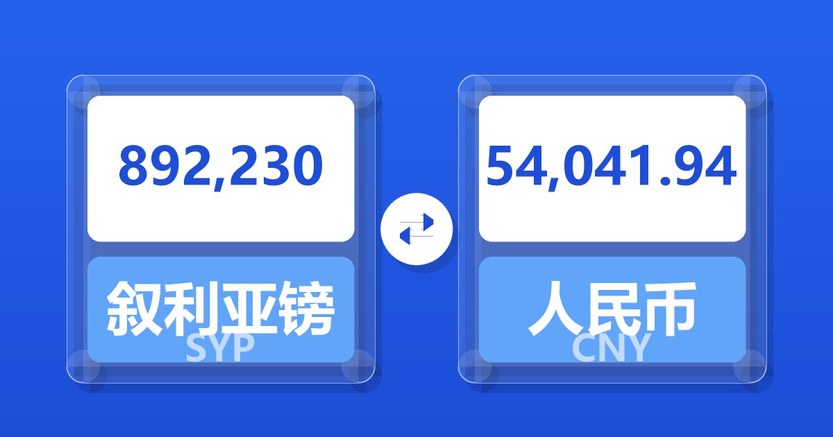 892,230叙利亚镑兑人民币