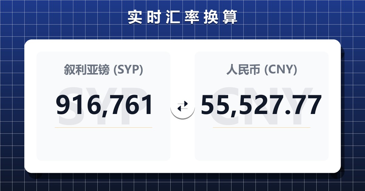 916,761叙利亚镑兑人民币