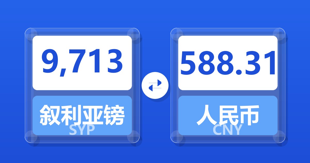 9,713叙利亚镑兑人民币