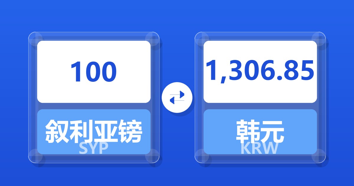 100叙利亚镑兑韩元