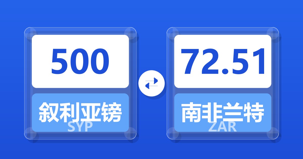 500叙利亚镑兑南非兰特