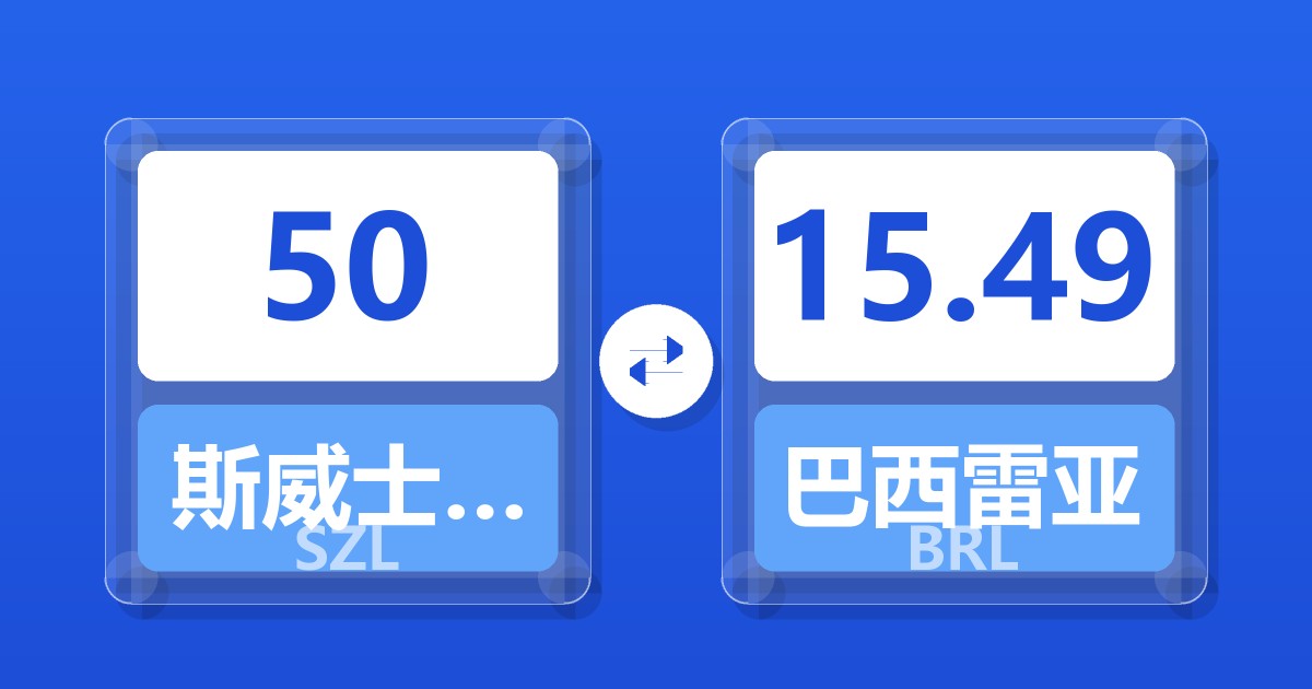 50斯威士兰里兰吉尼兑巴西雷亚尔