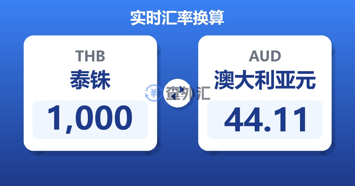 1,000泰铢兑澳大利亚元
