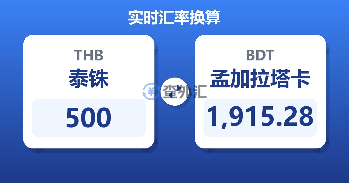500泰铢兑孟加拉塔卡