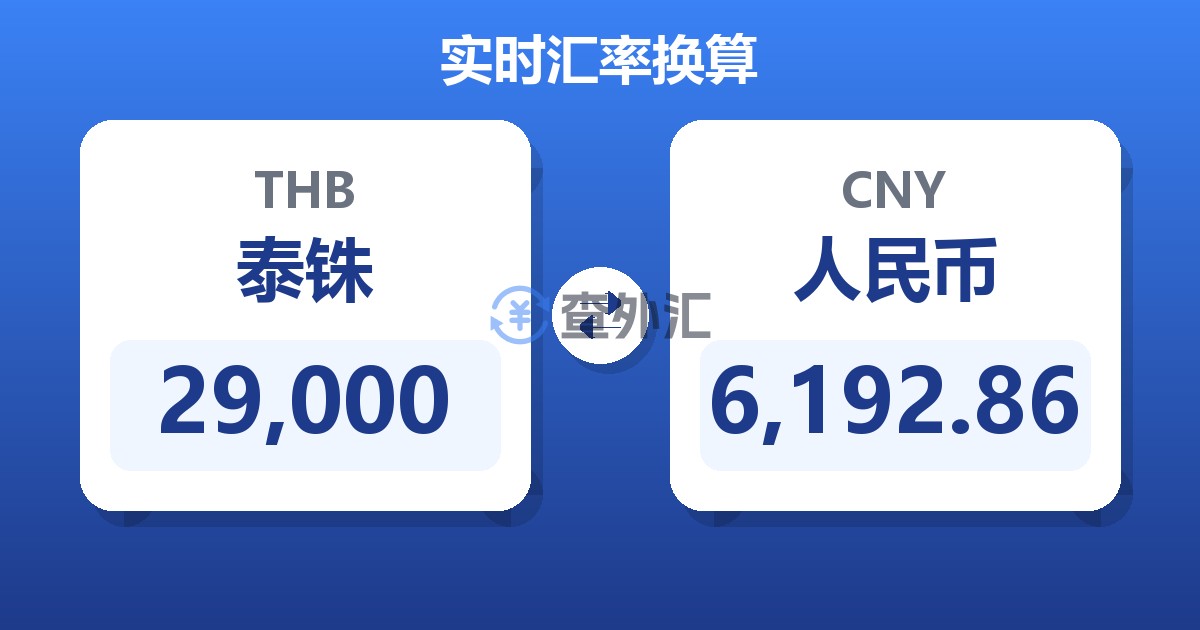 29,000泰铢兑人民币