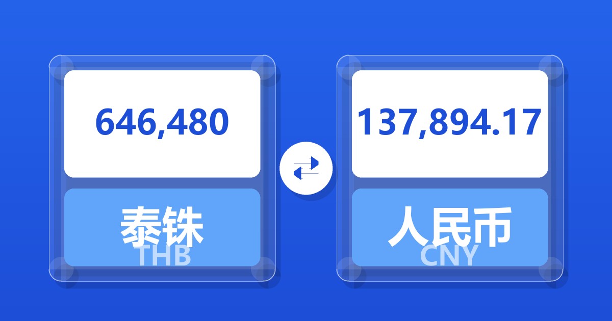 646,480泰铢兑人民币