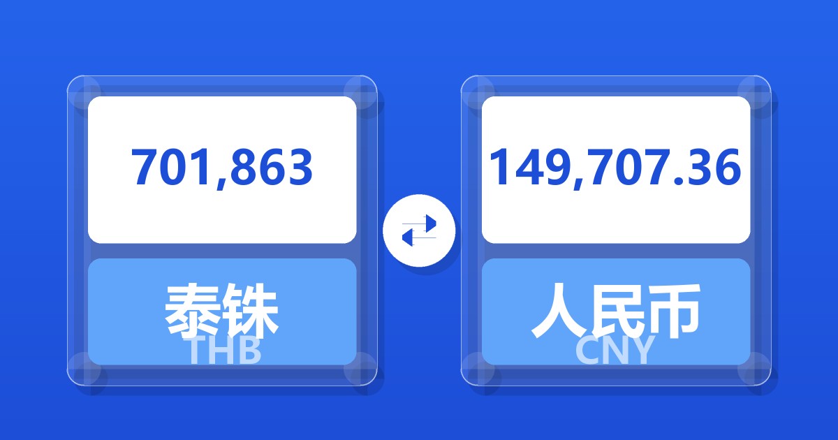 701,863泰铢兑人民币