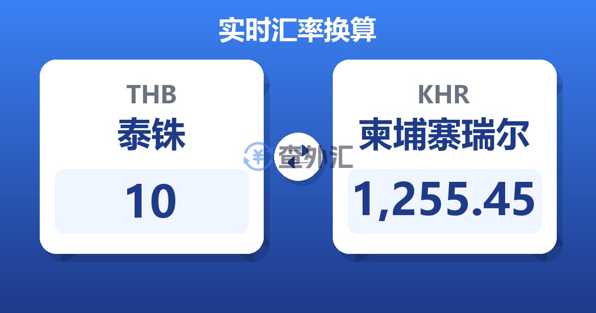 10泰铢兑柬埔寨瑞尔