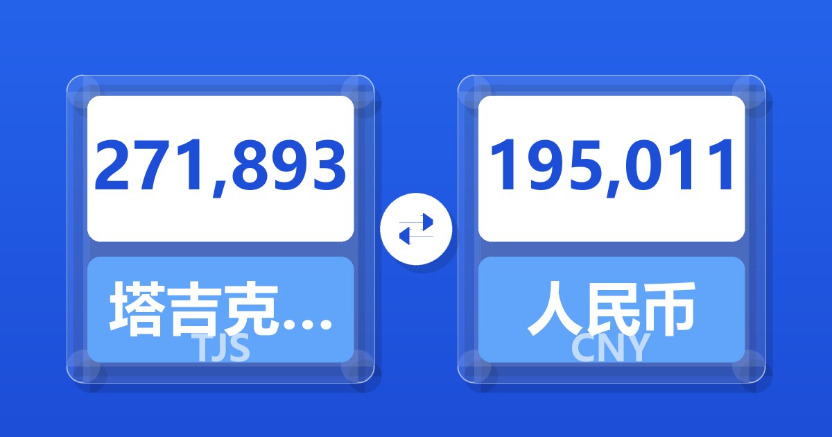 271,893塔吉克斯坦索莫尼兑人民币
