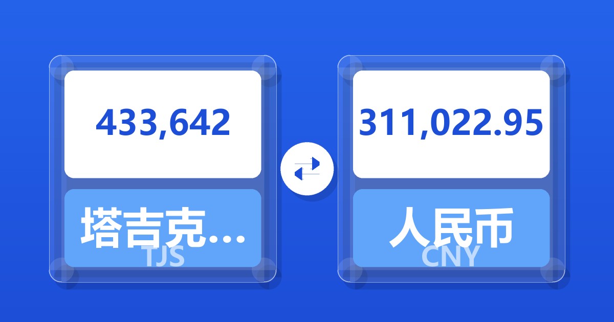 433,642塔吉克斯坦索莫尼兑人民币