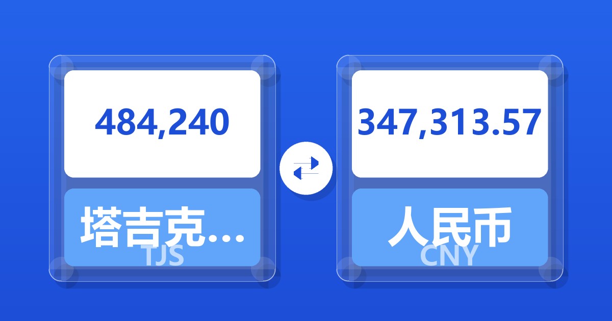 484,240塔吉克斯坦索莫尼兑人民币