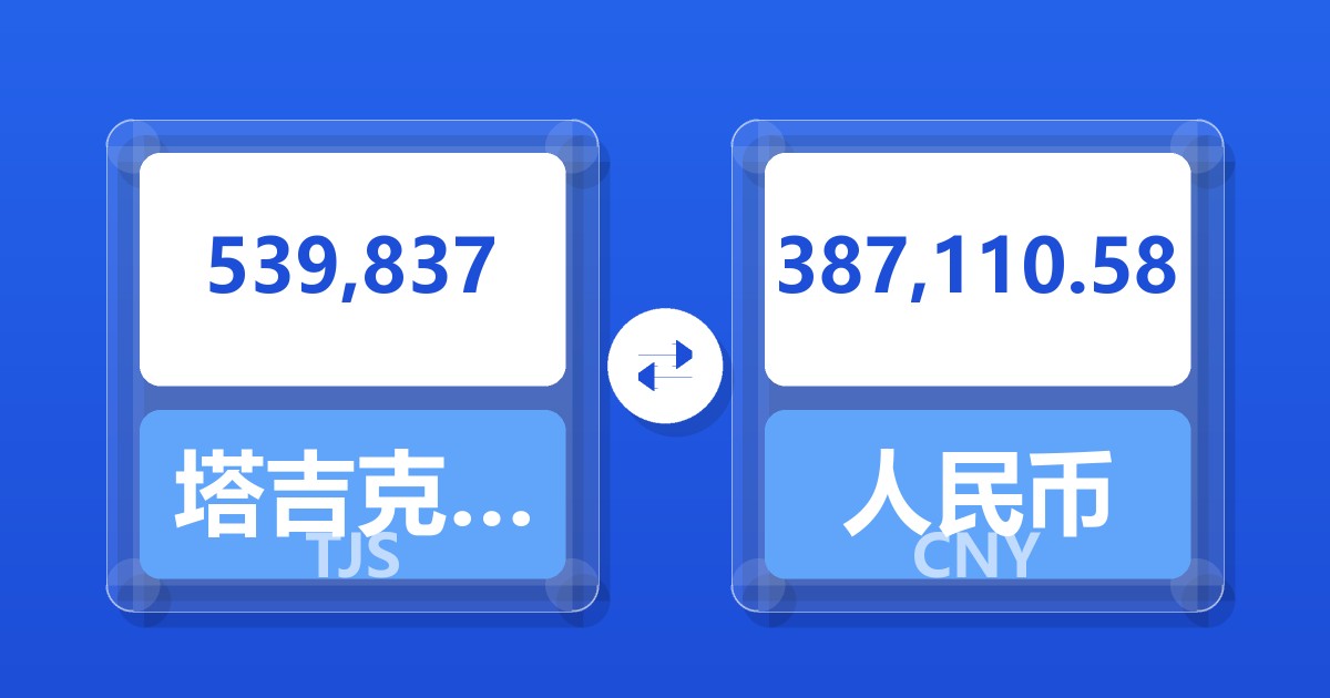 539,837塔吉克斯坦索莫尼兑人民币