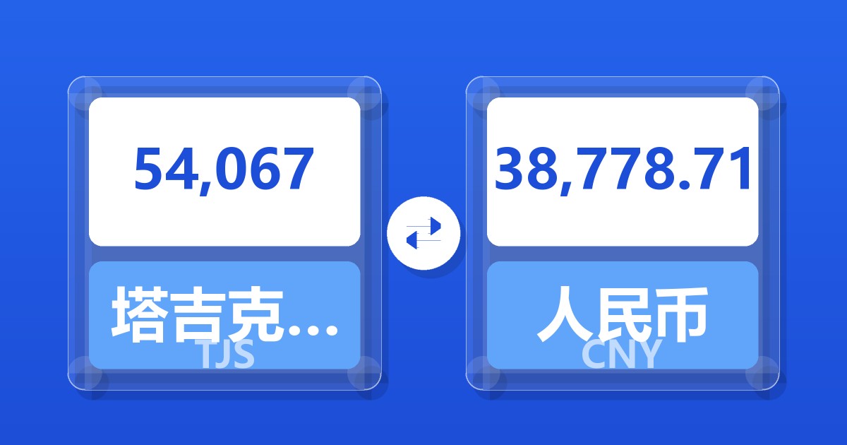 54,067塔吉克斯坦索莫尼兑人民币