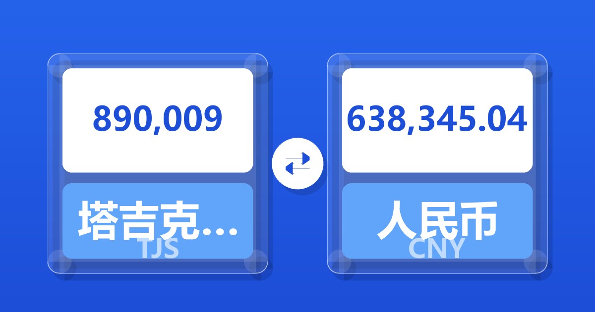 890,009塔吉克斯坦索莫尼兑人民币
