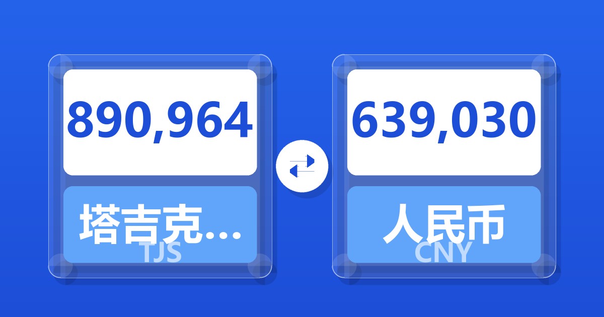890,964塔吉克斯坦索莫尼兑人民币