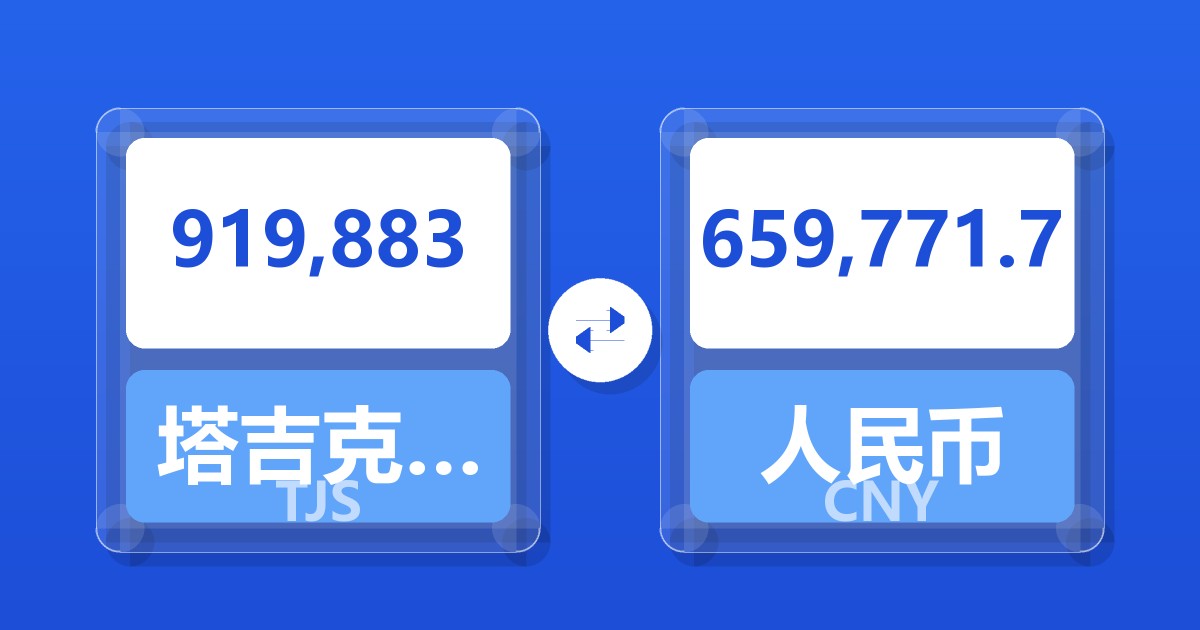 919,883塔吉克斯坦索莫尼兑人民币