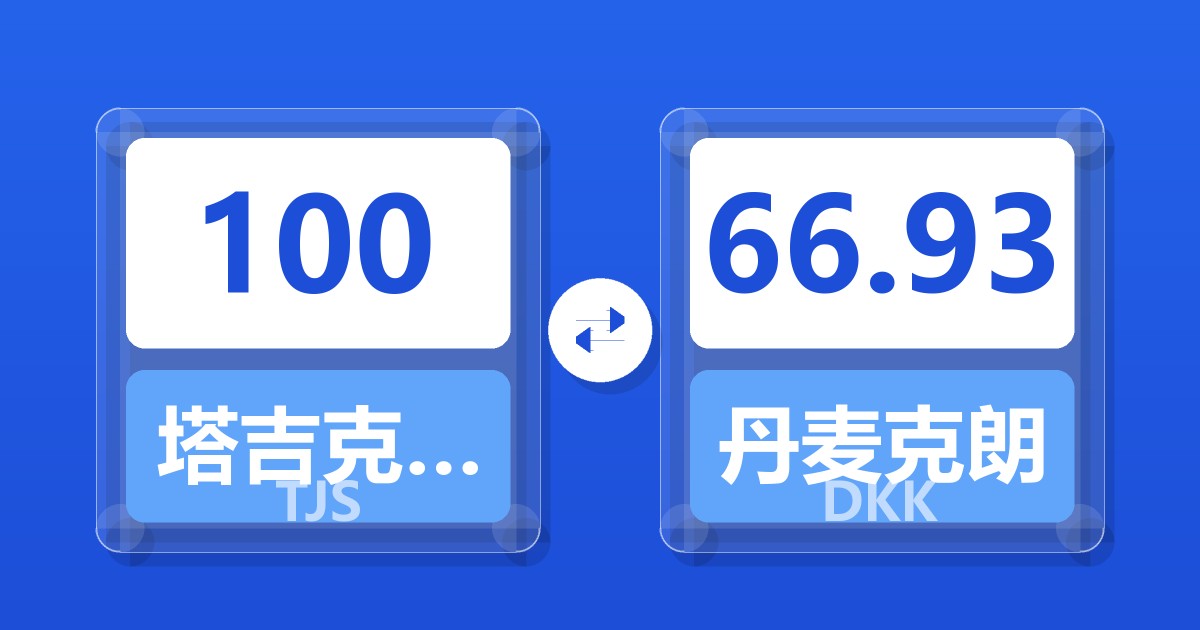 100塔吉克斯坦索莫尼兑丹麦克朗