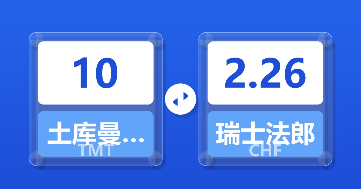 10土库曼斯坦马纳特兑瑞士法郎
