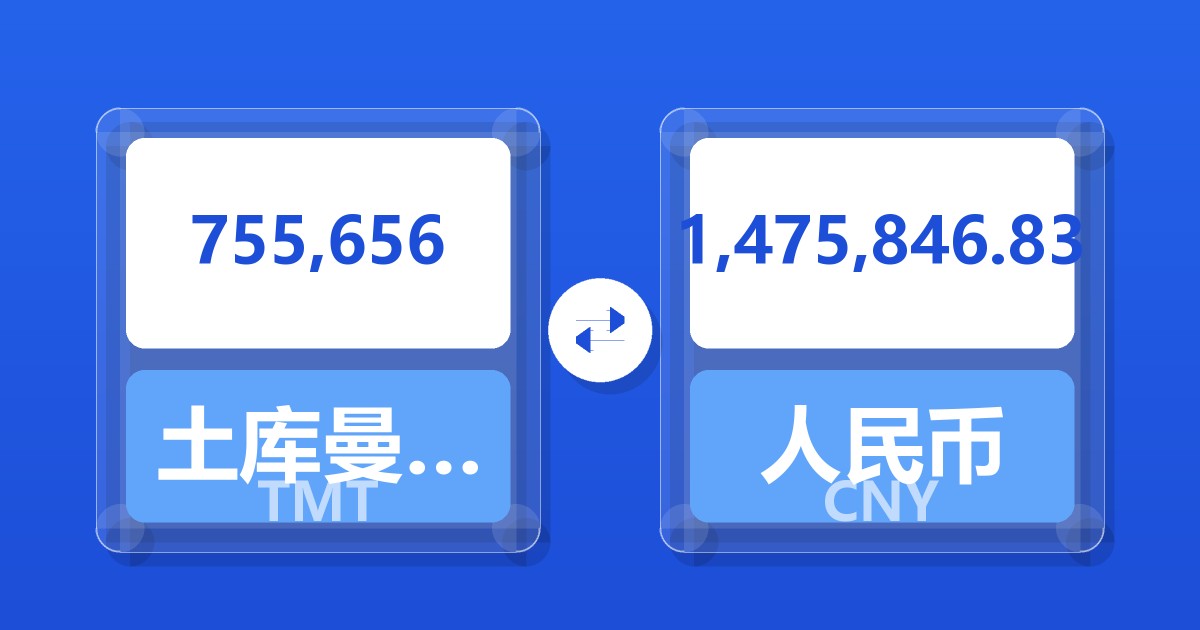 755,656土库曼斯坦马纳特兑人民币