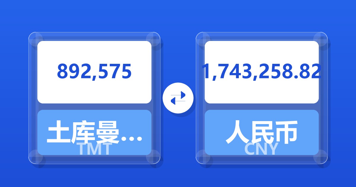 892,575土库曼斯坦马纳特兑人民币
