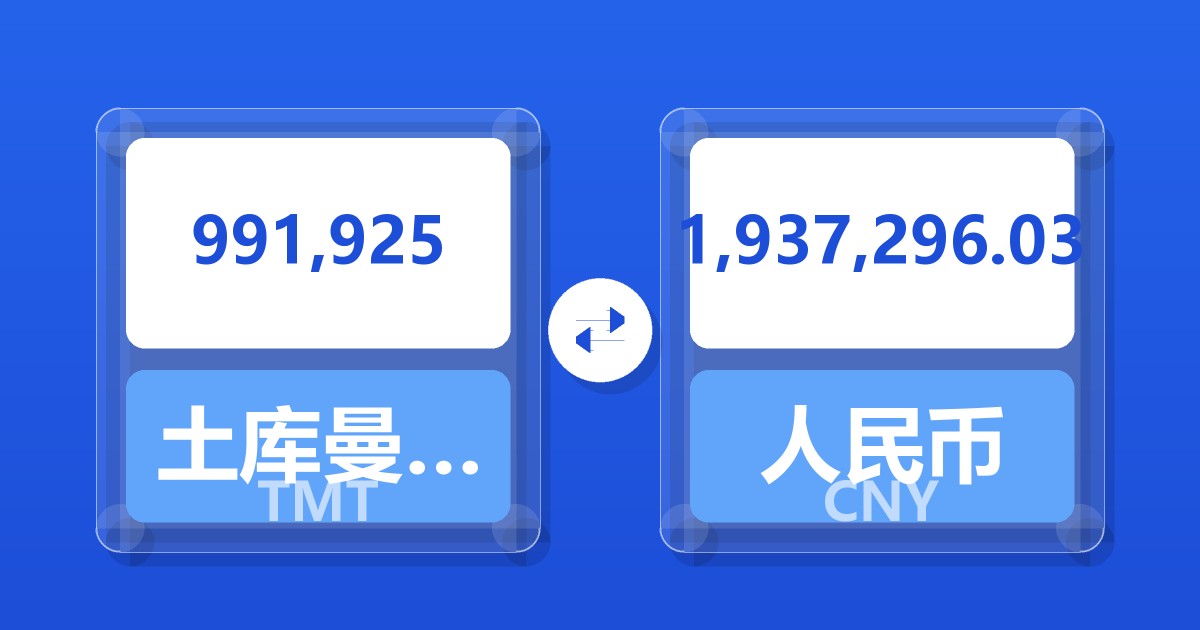 991,925土库曼斯坦马纳特兑人民币