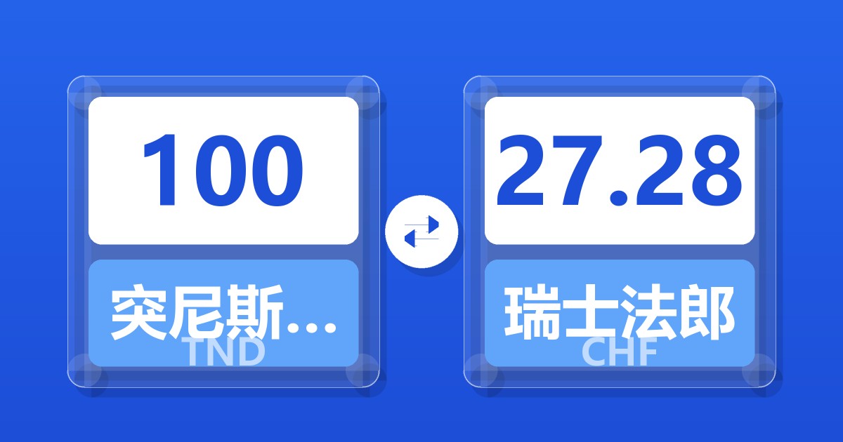 100突尼斯第纳尔兑瑞士法郎
