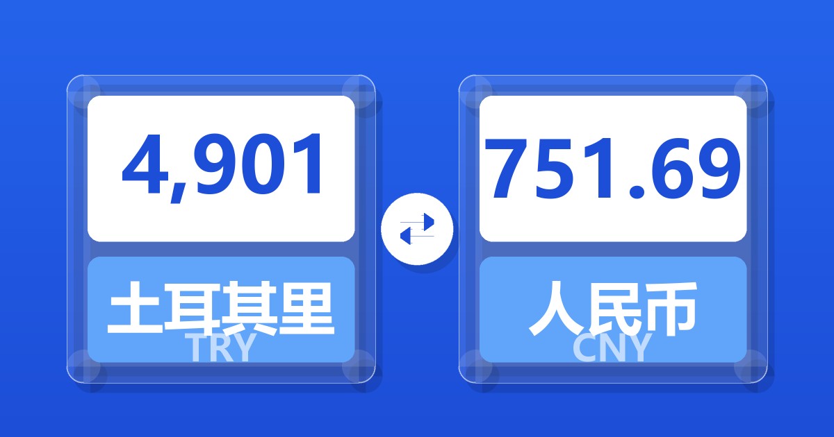 4,901土耳其里拉兑人民币