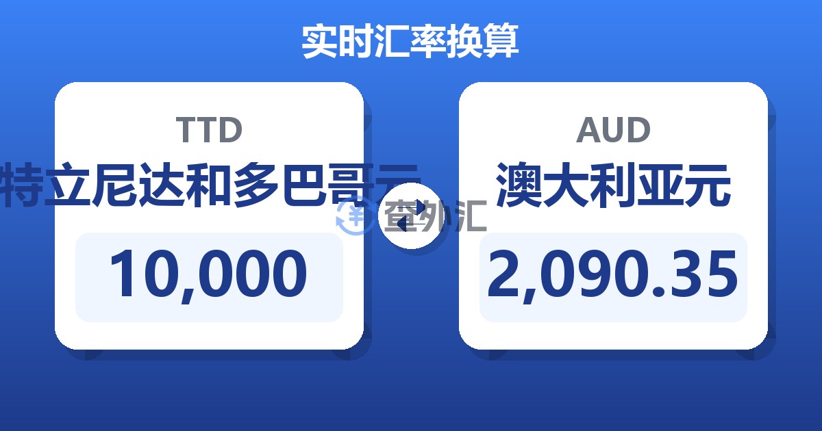 10,000特立尼达和多巴哥元兑澳大利亚元