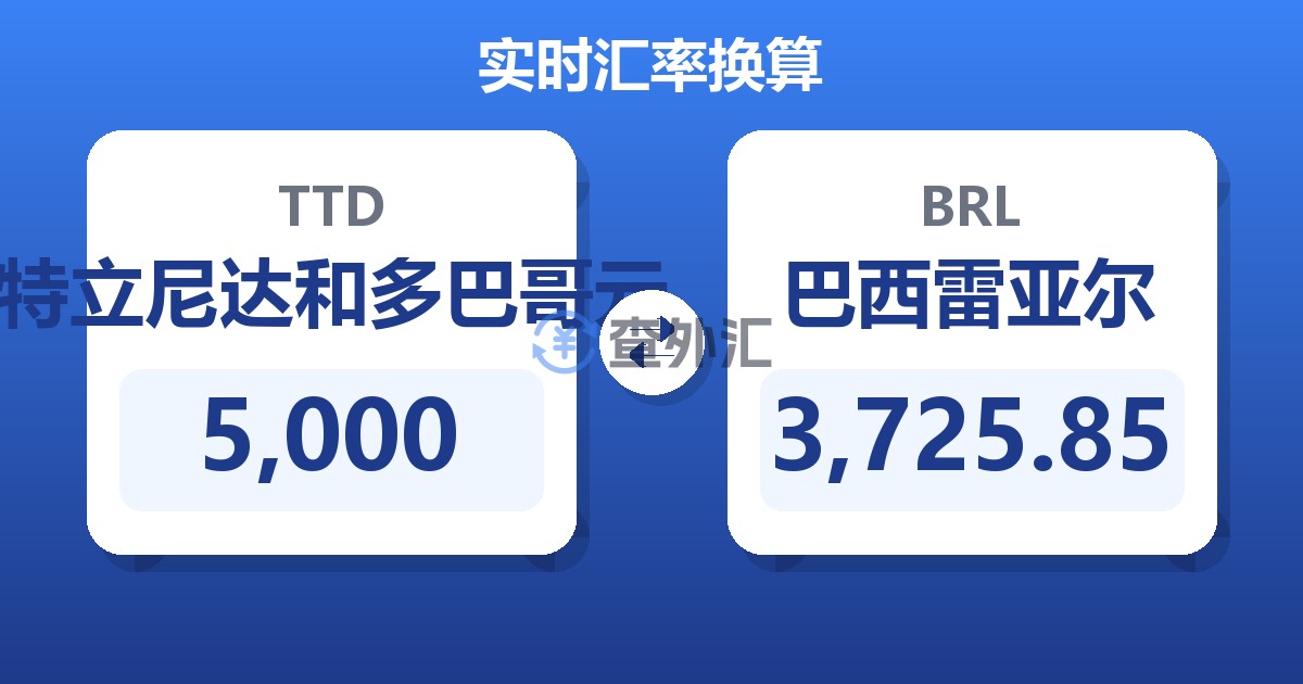 5,000特立尼达和多巴哥元兑巴西雷亚尔