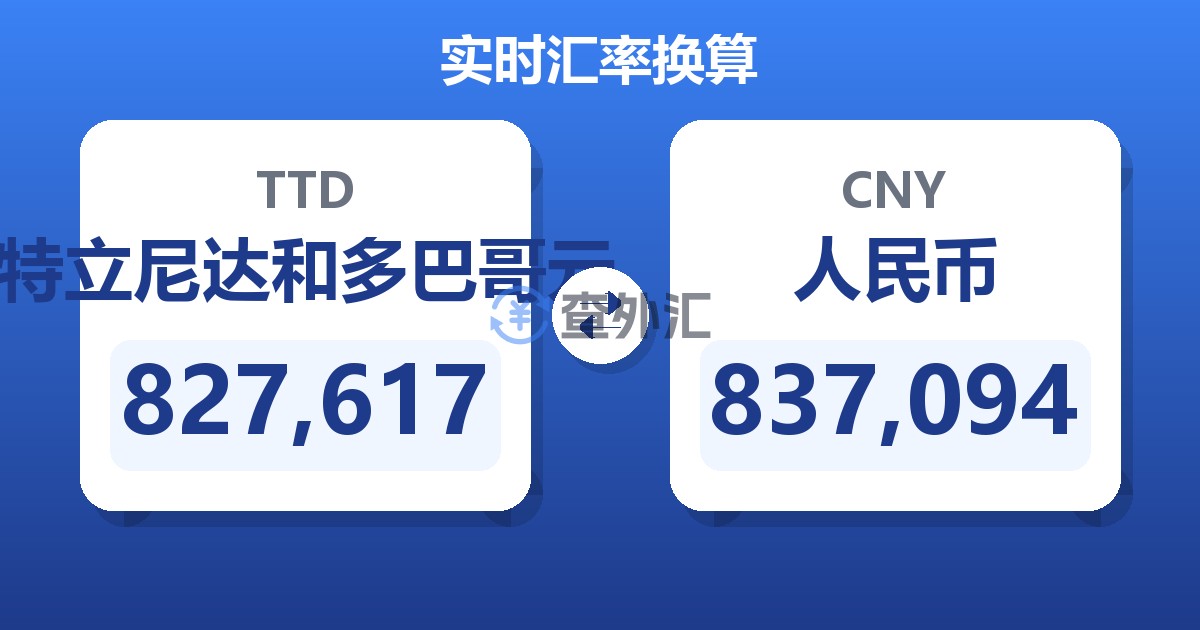 827,617特立尼达和多巴哥元兑人民币