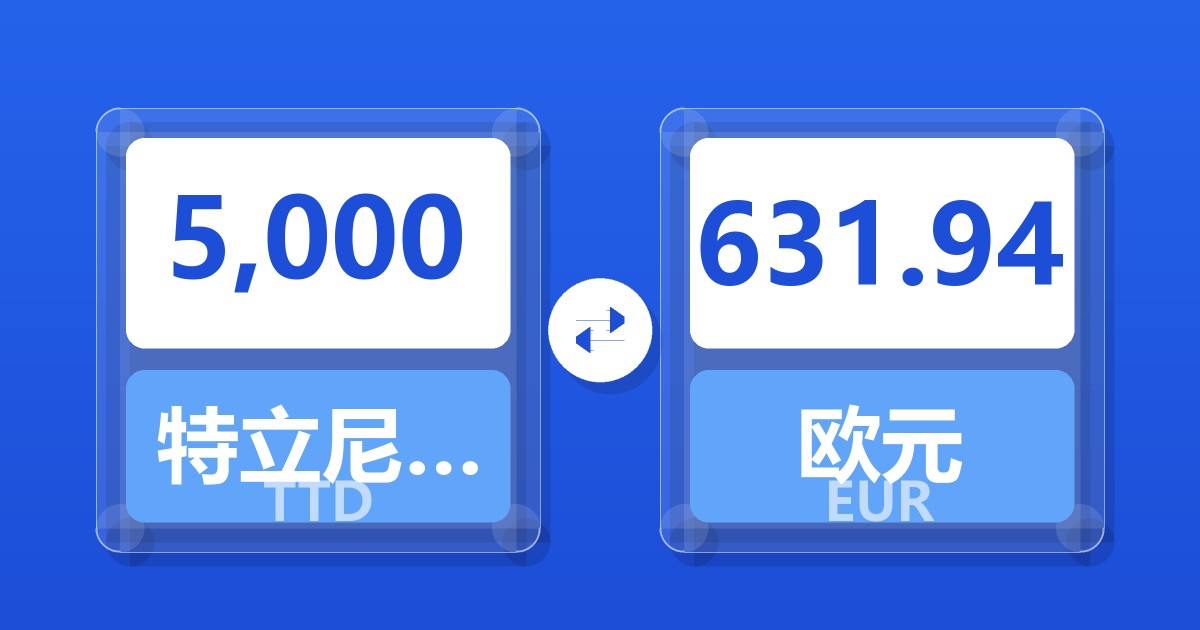 5,000特立尼达和多巴哥元兑欧元
