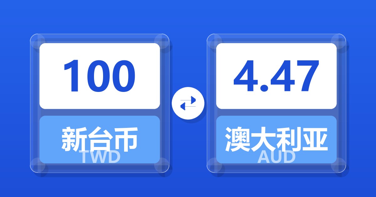 100新台币兑澳大利亚元