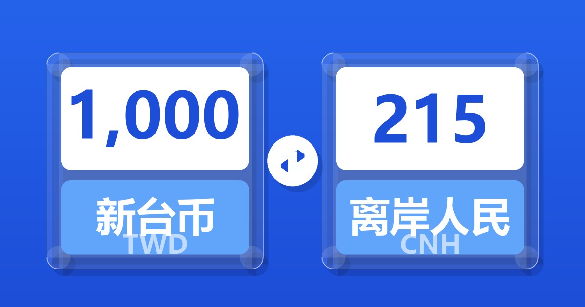 1,000新台币兑离岸人民币