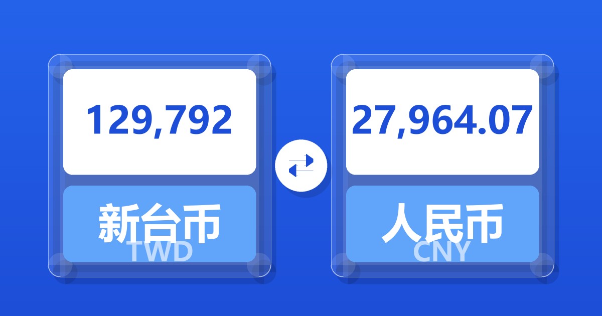 129,792新台币兑人民币
