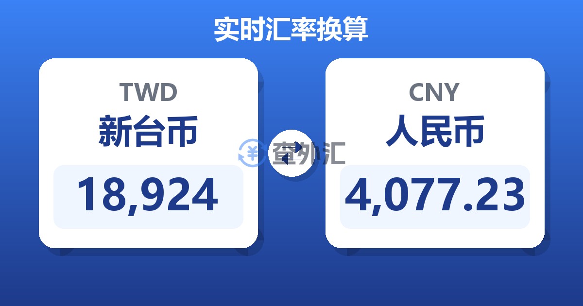 18,924新台币兑人民币