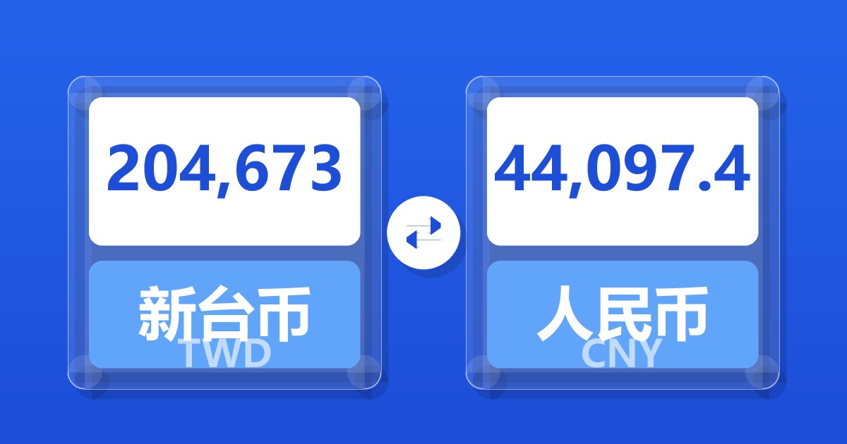 204,673新台币兑人民币