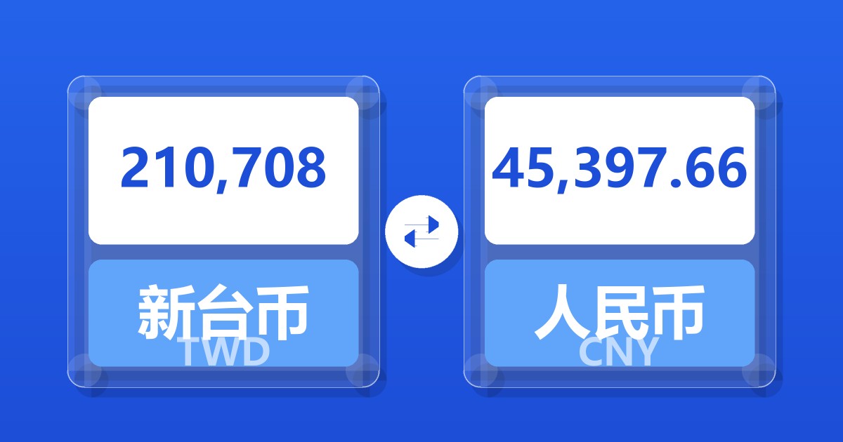210,708新台币兑人民币