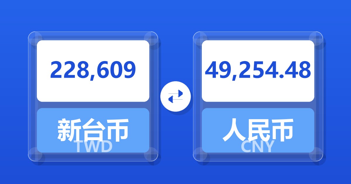 228,609新台币兑人民币