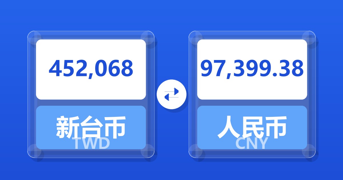 452,068新台币兑人民币