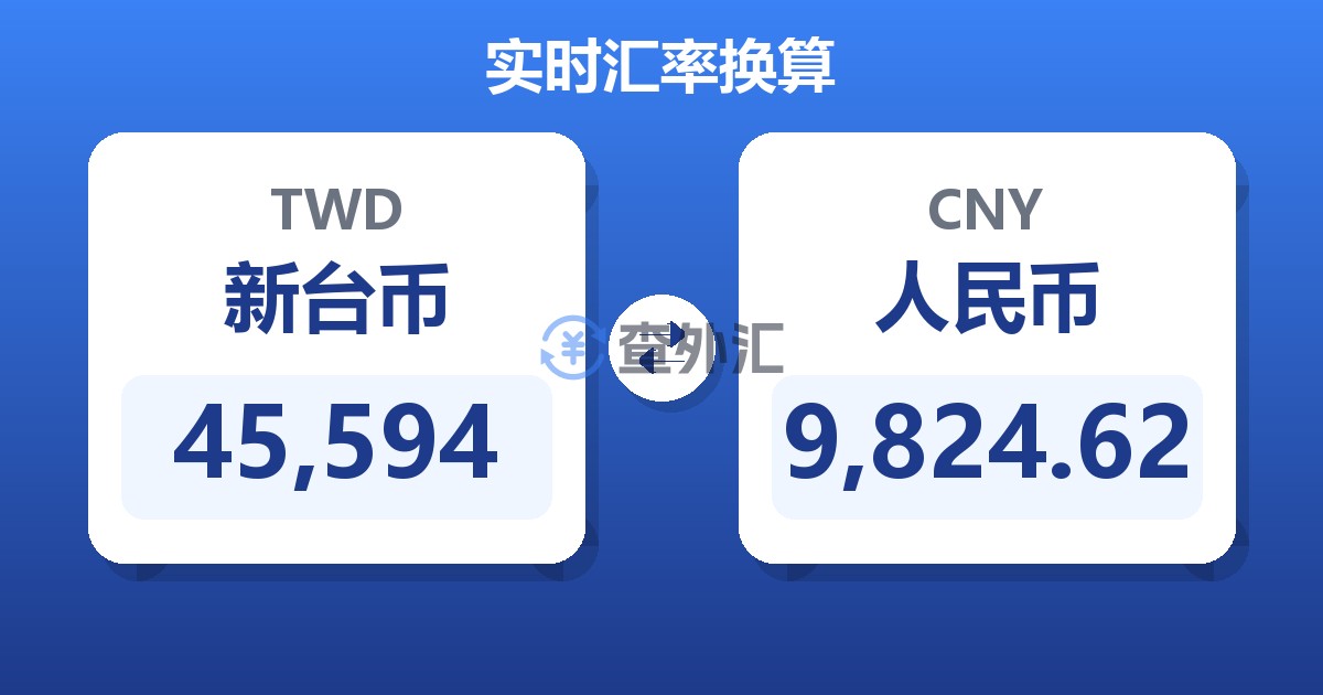 45,594新台币兑人民币