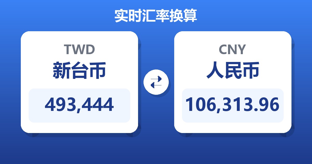493,444新台币兑人民币