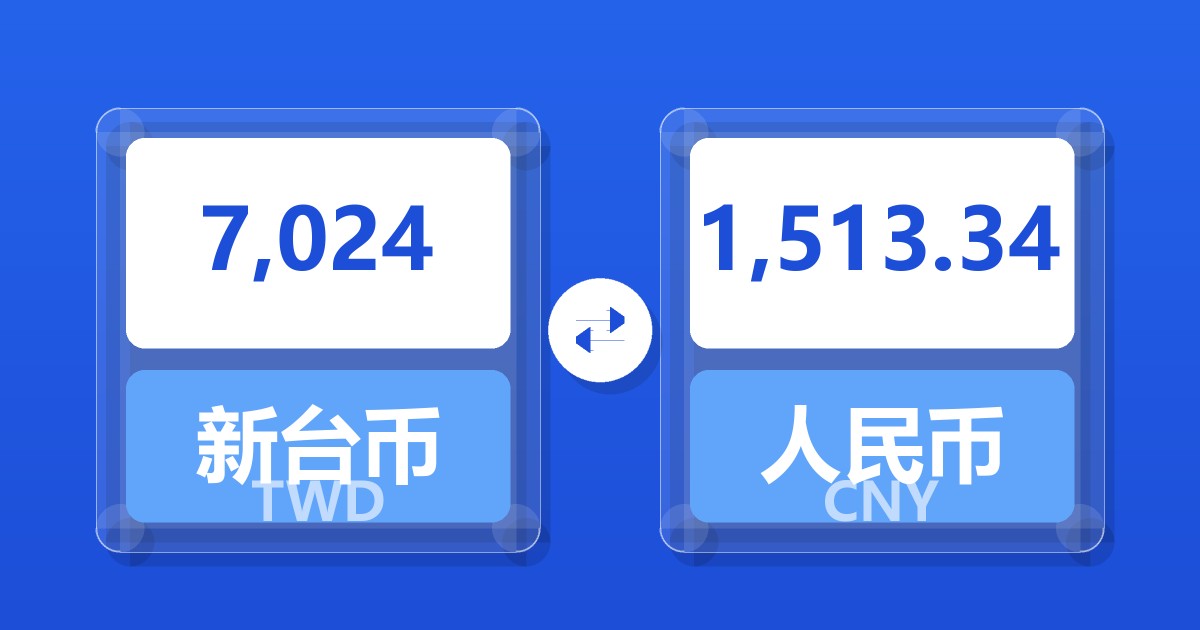 7,024新台币兑人民币